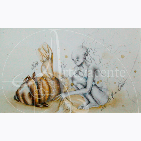  Viento de Vida y Muerte - Nim Obun…  -  Mixta / Papel  - 17 x 28 cm