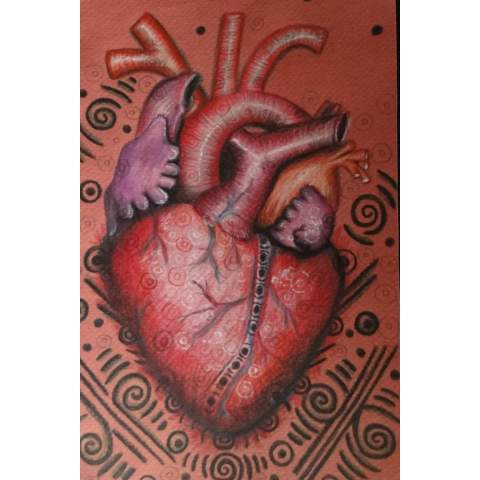 Corazón con Glifos - Nayeli Art - Mixta / Papel 38 x 30 cm