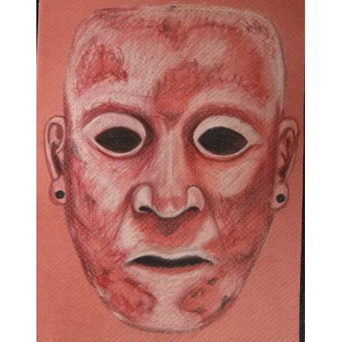 Máscara Roja - Nayeli Art – Mixta / Papel 37 x 27 cm