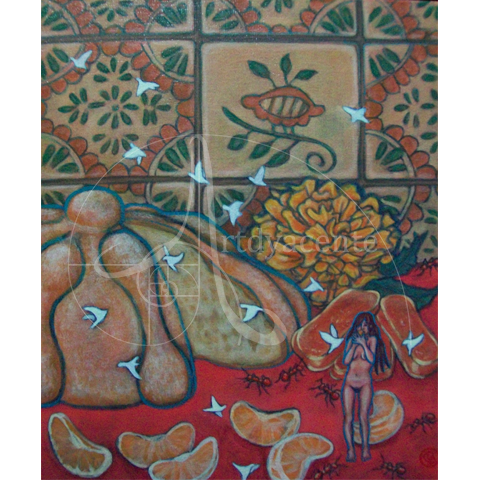  Pan de Muerto - Ofelia Cue - Acrílico/tela – 25 x 30 cm